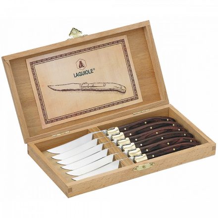 LAGUIOLE Prémium Steak késkészlet, 6 db, Acélpengével, Rózsafa markolattal, 40268035