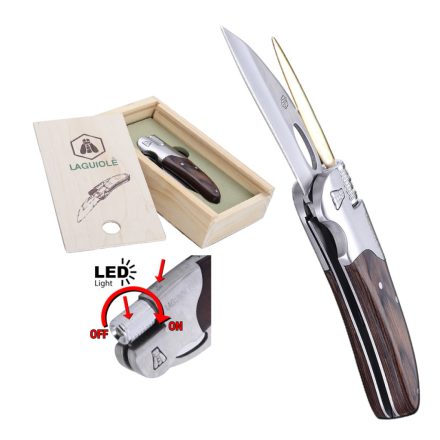 LAGUIOLE Vadászbicska beépített ledfénnyel, Pakkafa markolattal díszdobozban 40268985